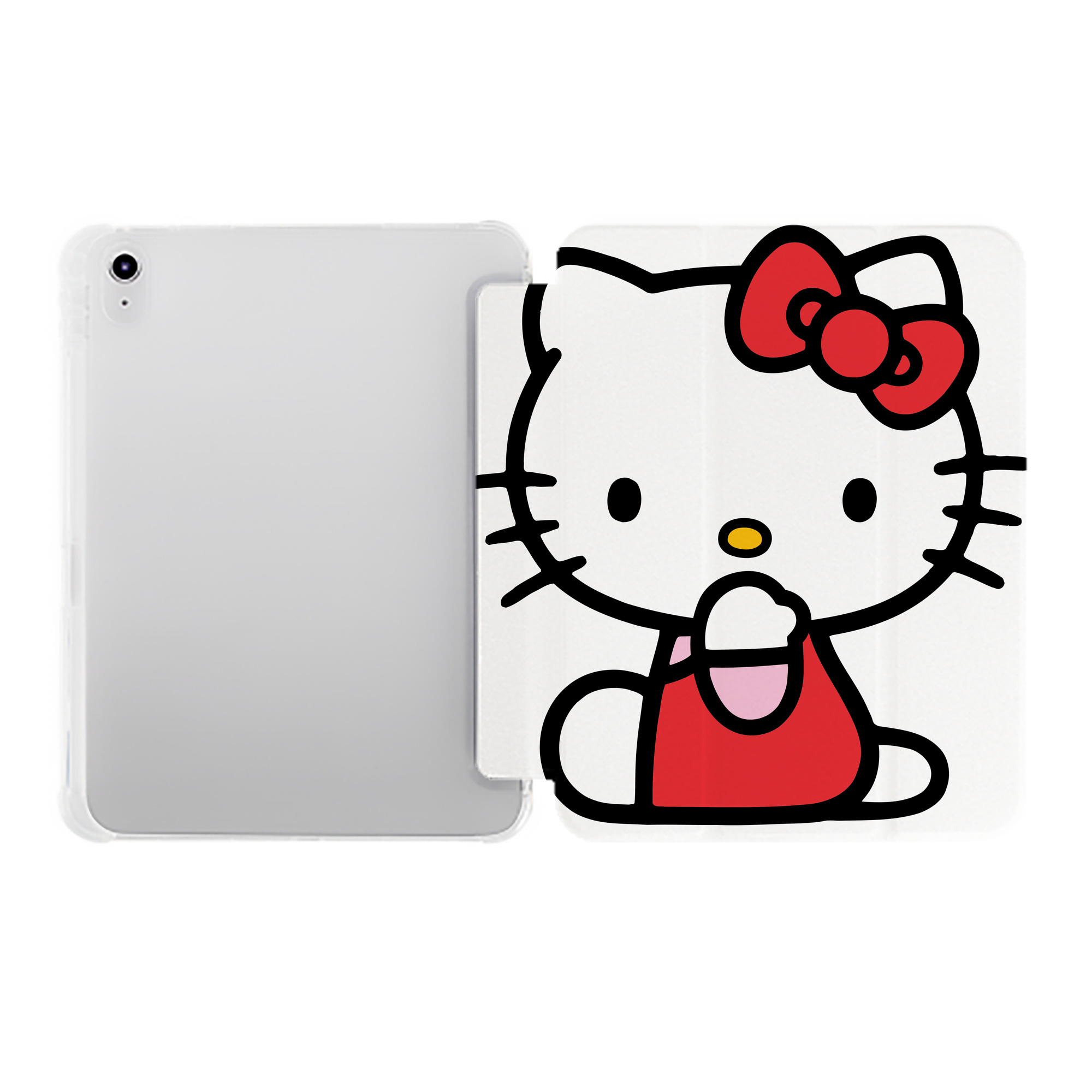（画像用） Hello Kitty ハローキティ IPad ケース ペン収納付き 三つ折りスタンド PUレザー×シリコン 対応機種9.5/10.5/10.9インチ
